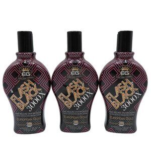 European Gold 3 Pack Flash Black 3000X Indoor Tanning Bed Lotion 12 Fl Oz NEW